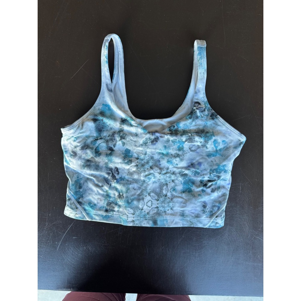 Lululemon Align Tank Top Size 10 Blue Grey Kaleidoscope Floral Nulu Crop